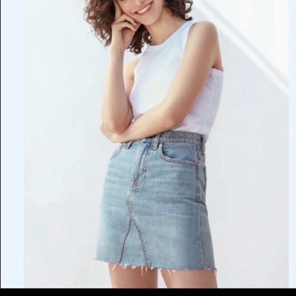 New! EVERLANE The Denim Reconstructed Skirt
